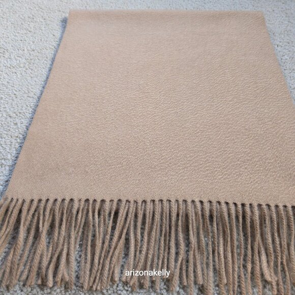 NWOT Tan Cashmere Scarf With Fringe - Picture 14 of 16